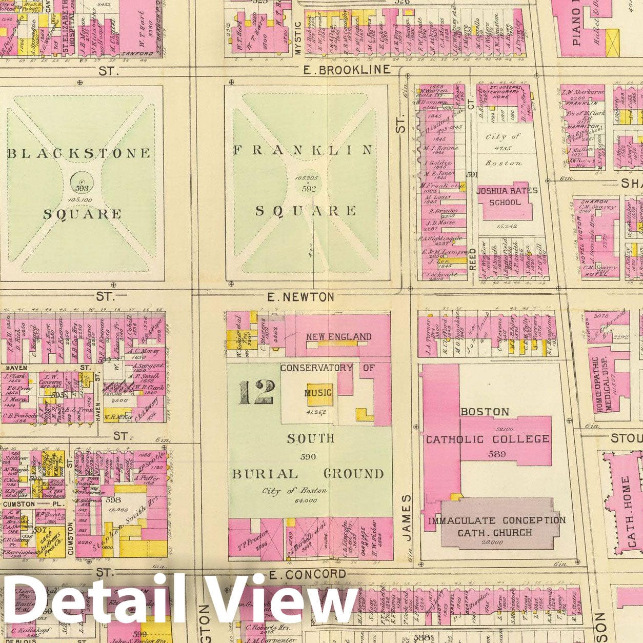Historic Map : Boston 1895 Plate 017 , Atlas City of Boston Proper & Roxbury , Vintage Wall Art