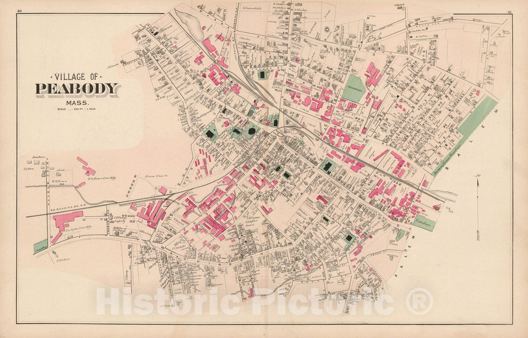 Historic Map : Atlas of Essex County, Peabody 1884 , v2, Vintage Wall Art
