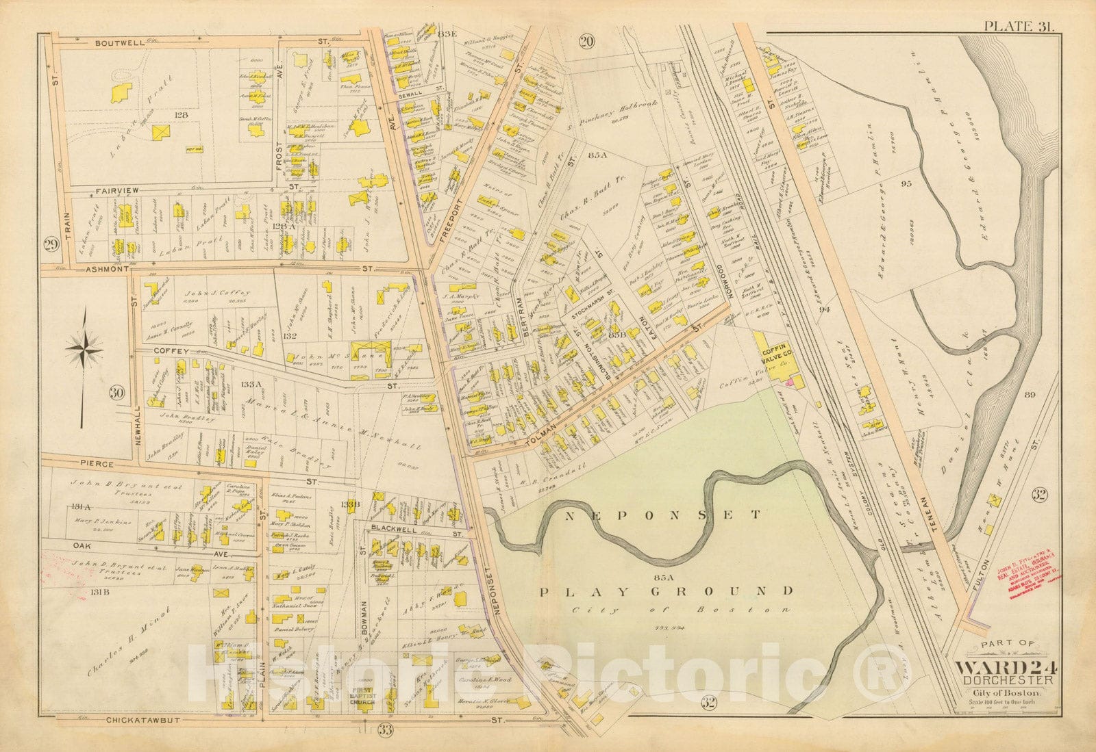 Historic Map : Atlas City of Boston, Vol. 5, Dorchester, Dorchester 1898 Plate 031 , Vintage Wall Art