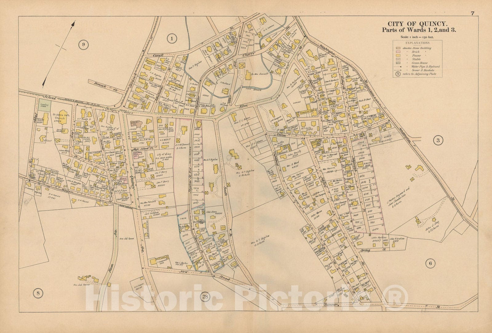 Historic Map : Atlas City of Quincy, Norfolk County, Mass., Quincy 1897 Plate 007 , Vintage Wall Art