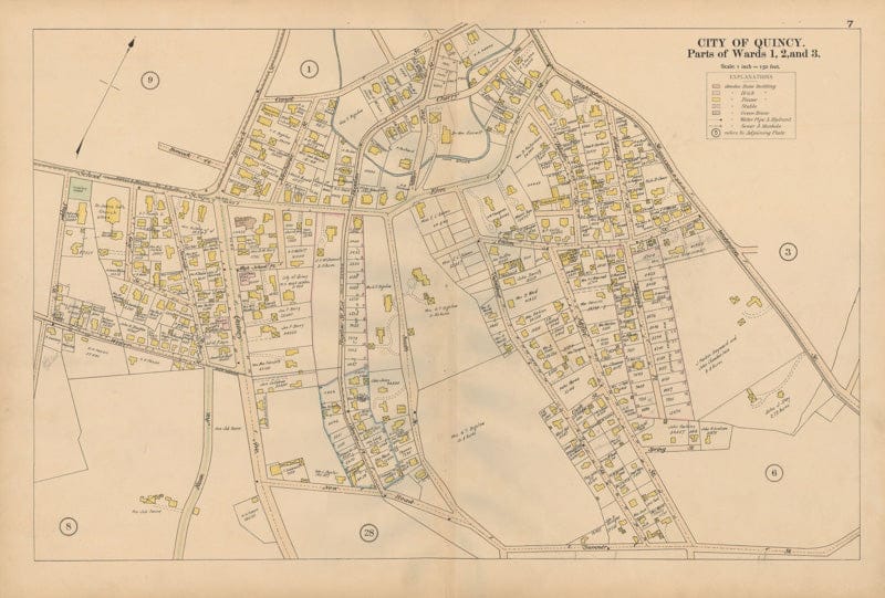 Historic Map : Atlas City of Quincy, Norfolk County, Mass., Quincy 1897 Plate 007 , Vintage Wall Art