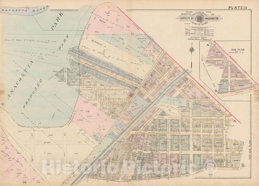 Historic Map : Atlas of Washington D.C. Volume 4 (NE, SE), Washington 1927 Plate 013 , Vintage Wall Art