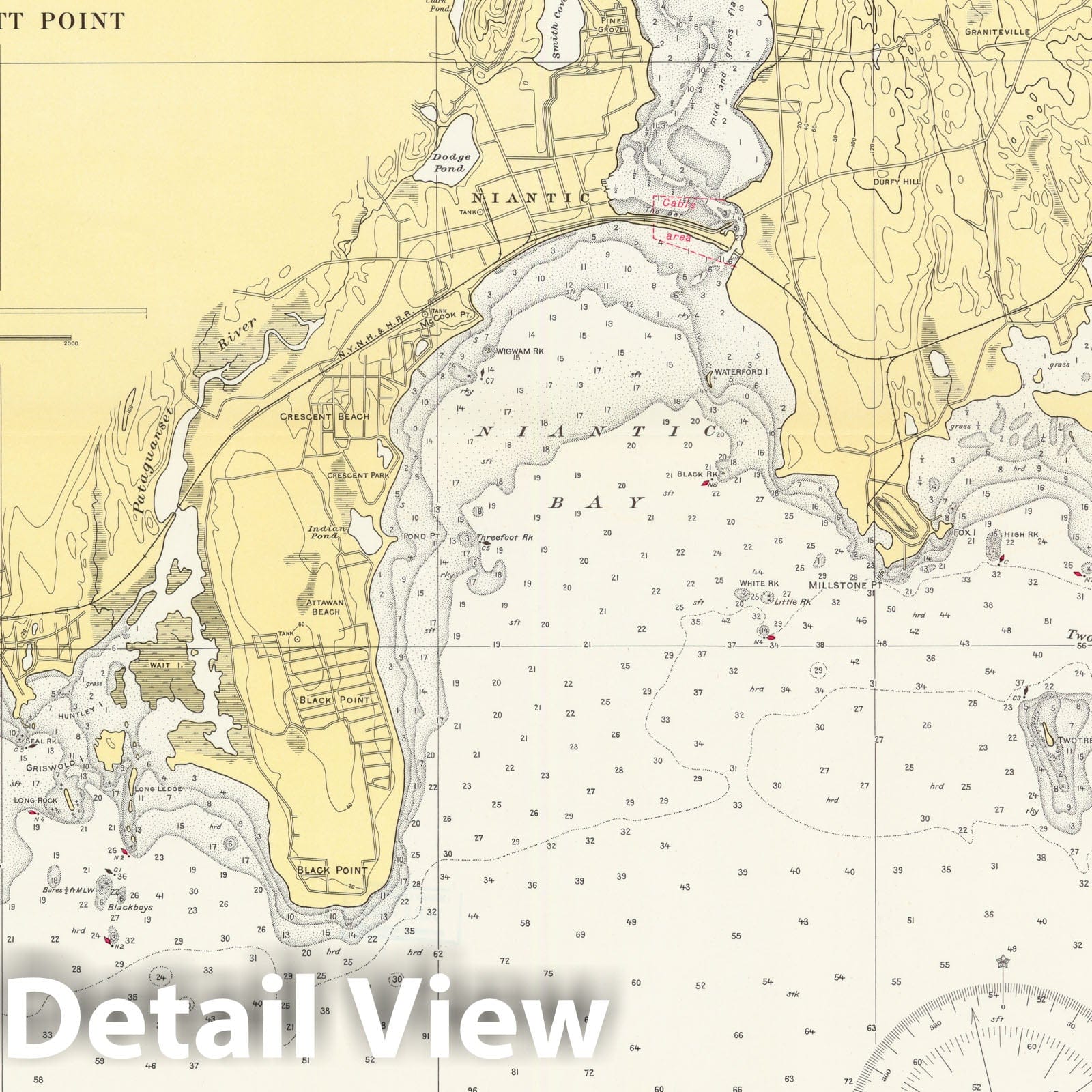 Historic Map : Coastal Charts - CT Shore of Long Is Sound: Goshen Pt to HatchettPt 1944 , Vintage Wall Art