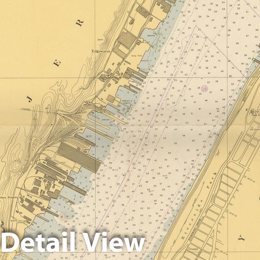 Historic Map : Coastal Charts - NY Hudson River: Wappinger Creek to Ft. Washington 1950 , Vintage Wall Art