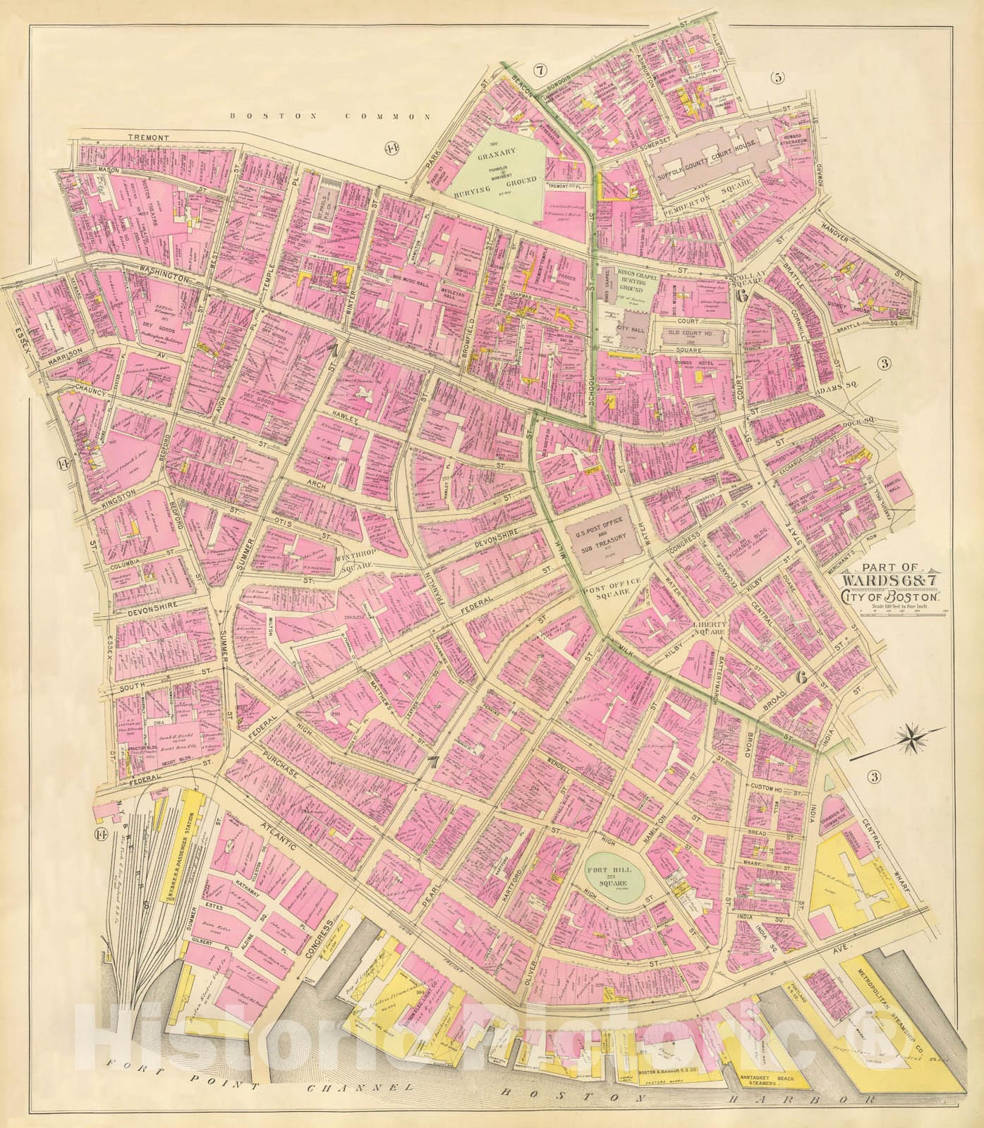 Historic Map : Boston 1895 Custom , Atlas City of Boston Proper & Roxbury , Vintage Wall Art