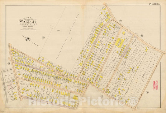 Historic Map : Atlas City of Boston, Vol. 5, Dorchester, Dorchester 1898 Plate 025 , Vintage Wall Art