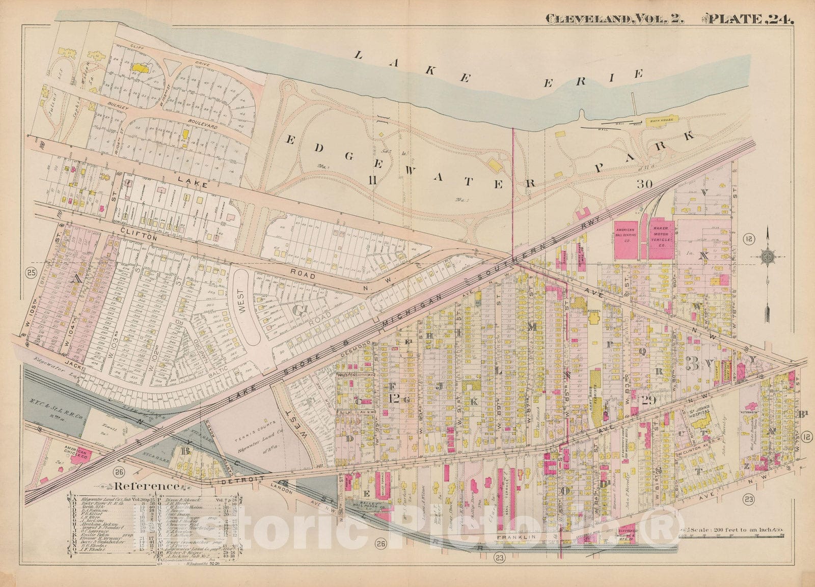 Historic Map : Plat Book of The City of Cleveland, Vol. Two, 1912 Plate 024 , Vintage Wall Art