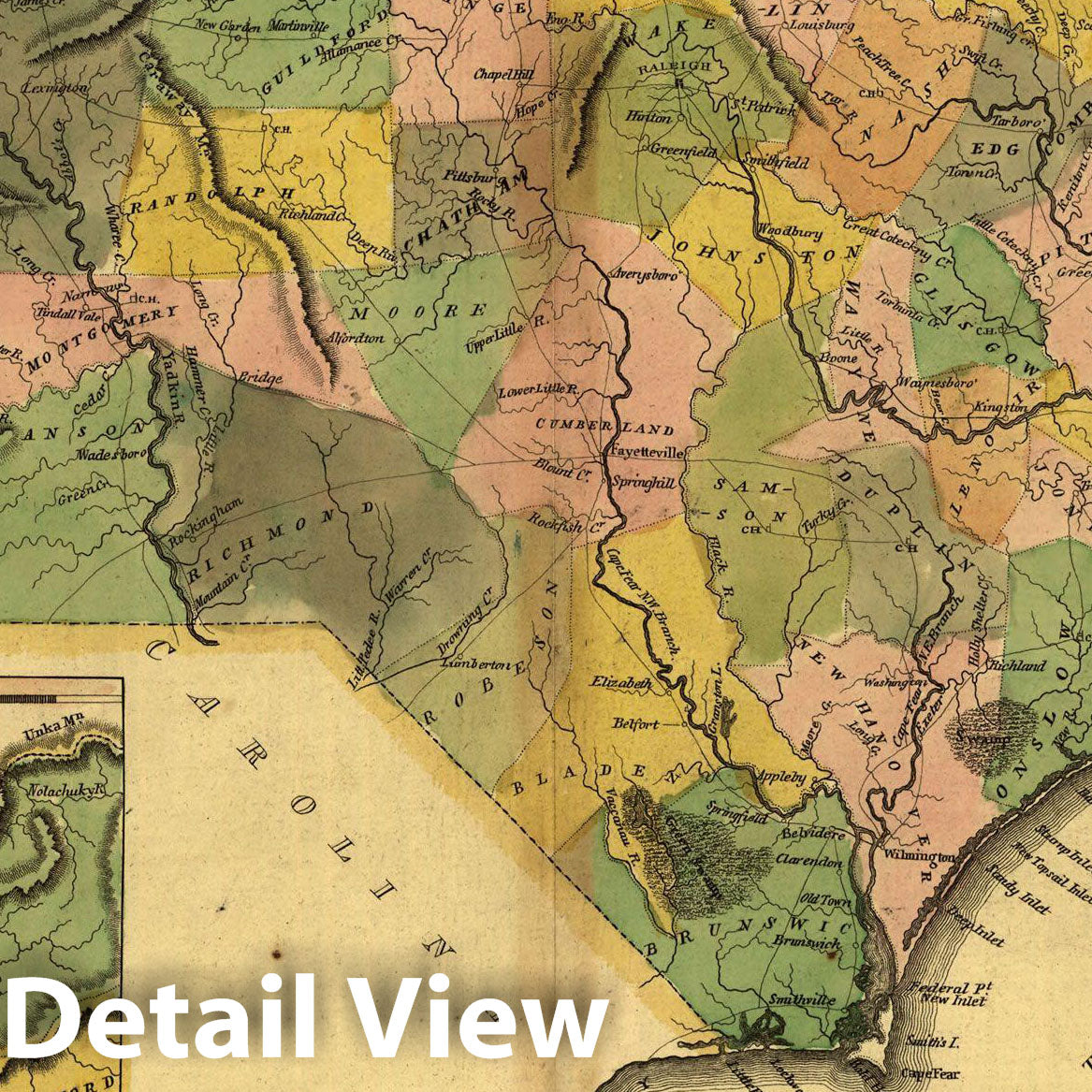 Historic Map : North Carolina 1814 , Vintage Wall Art