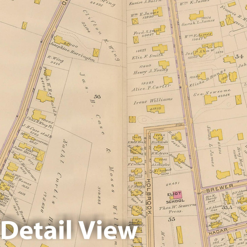 Historic Map : Atlas City of Boston, West Roxbury, Jamaica Plain 1890 Plate 005 , Vintage Wall Art