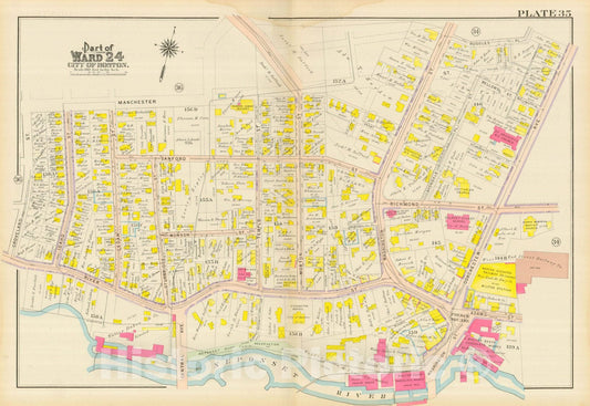Historic Map : Atlas City of Boston, Dorchester, Dorchester 1910 Plate 035 , Vintage Wall Art