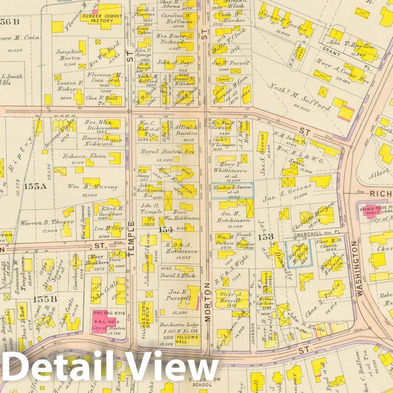 Historic Map : Atlas City of Boston, Dorchester, Dorchester 1910 Plate 035 , Vintage Wall Art