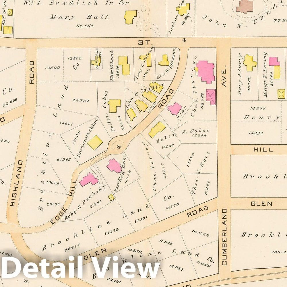 Historic Map : Atlas Town of Brookline, Brookline 1888 Plate L , Vintage Wall Art