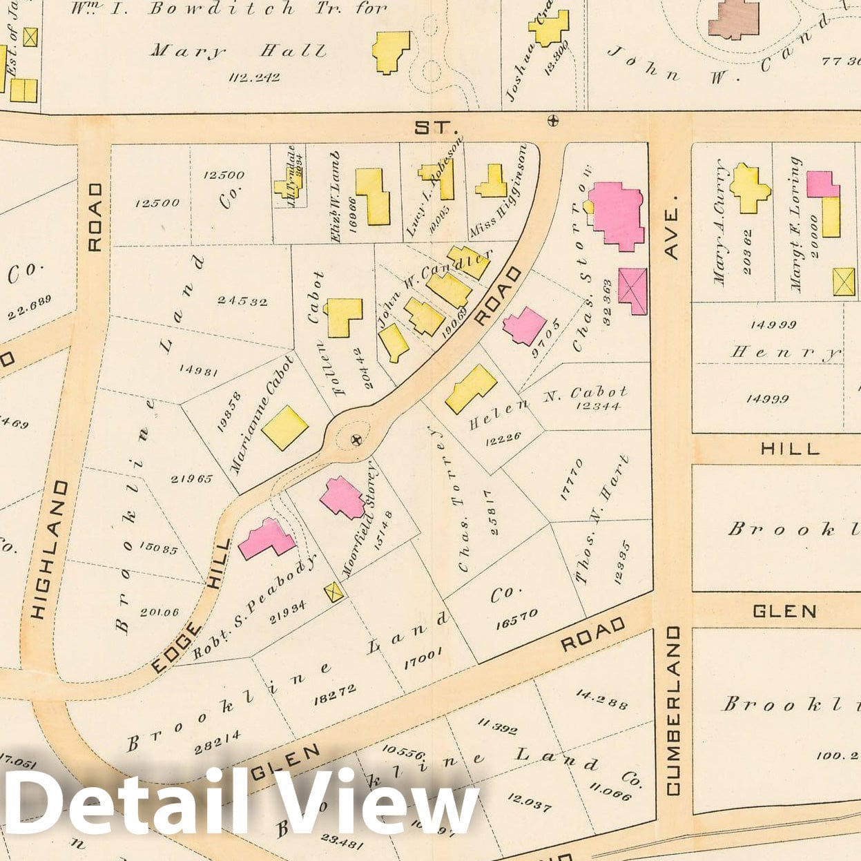 Historic Map : Atlas Town of Brookline, Brookline 1888 Plate L , Vintage Wall Art