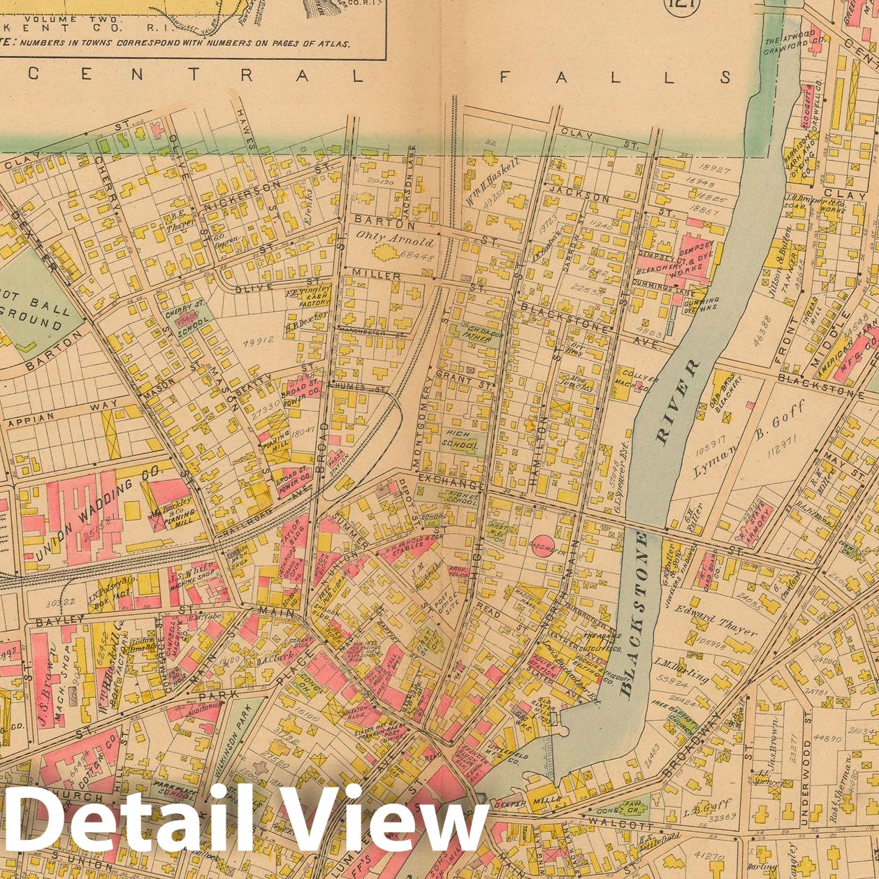 Historic Map : Atlas of Providence County (partial), Pawtucket 1895 Plate 003 , Vintage Wall Art