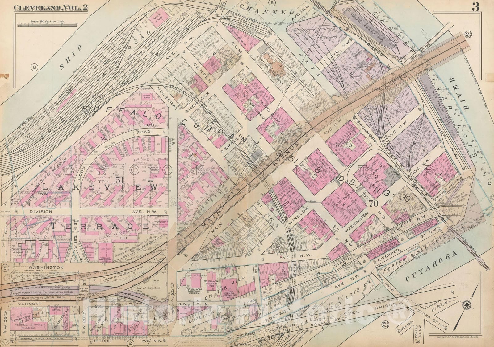 Historic Map : Atlas City of Cleveland, Vol. 2, Cleveland 1937 Plate 003 , Vintage Wall Art