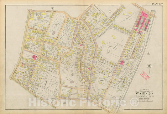Historic Map : Atlas City of Boston, Vol. 5, Dorchester, Dorchester 1894 Plate 007 , Vintage Wall Art