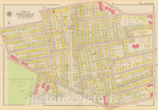 Historic Map : Atlas City of Boston, Dorchester, Dorchester 1918 Plate 023 , Vintage Wall Art
