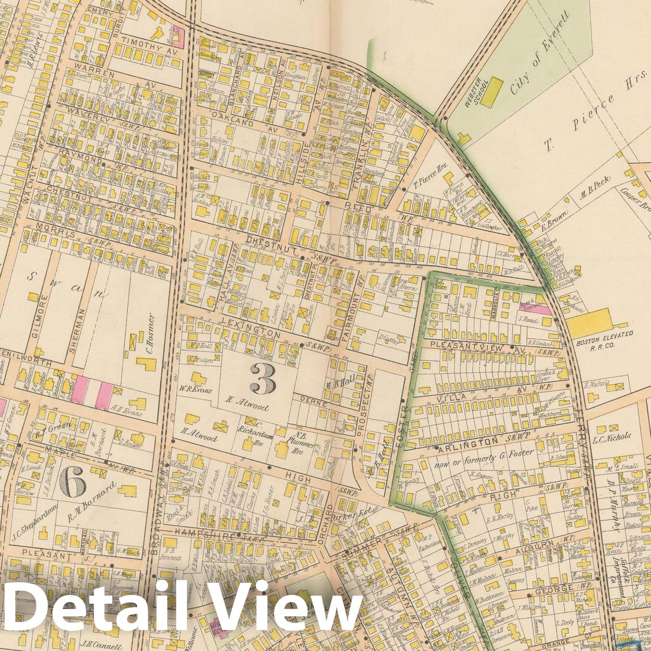 Historic Map : Atlas of Middlesex County, MA Vol. 1, Everett 1900 Plate 027 , Vintage Wall Art