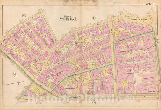 Historic Map : Atlas City of Boston, City Proper, Vol. 2, Boston 1888 Plate 049 , Vintage Wall Art
