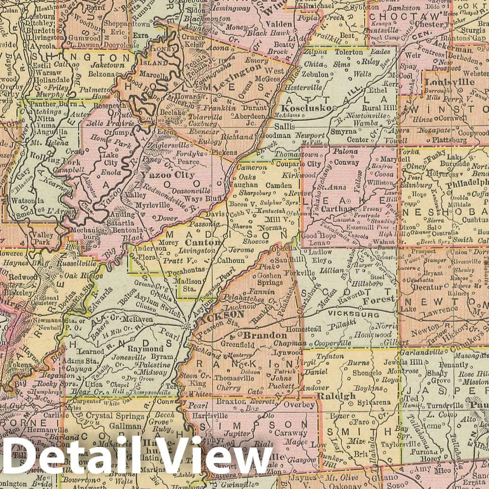 Historic Map : Mississippi 1900 , Universal Atlas World , Vintage Wall Art