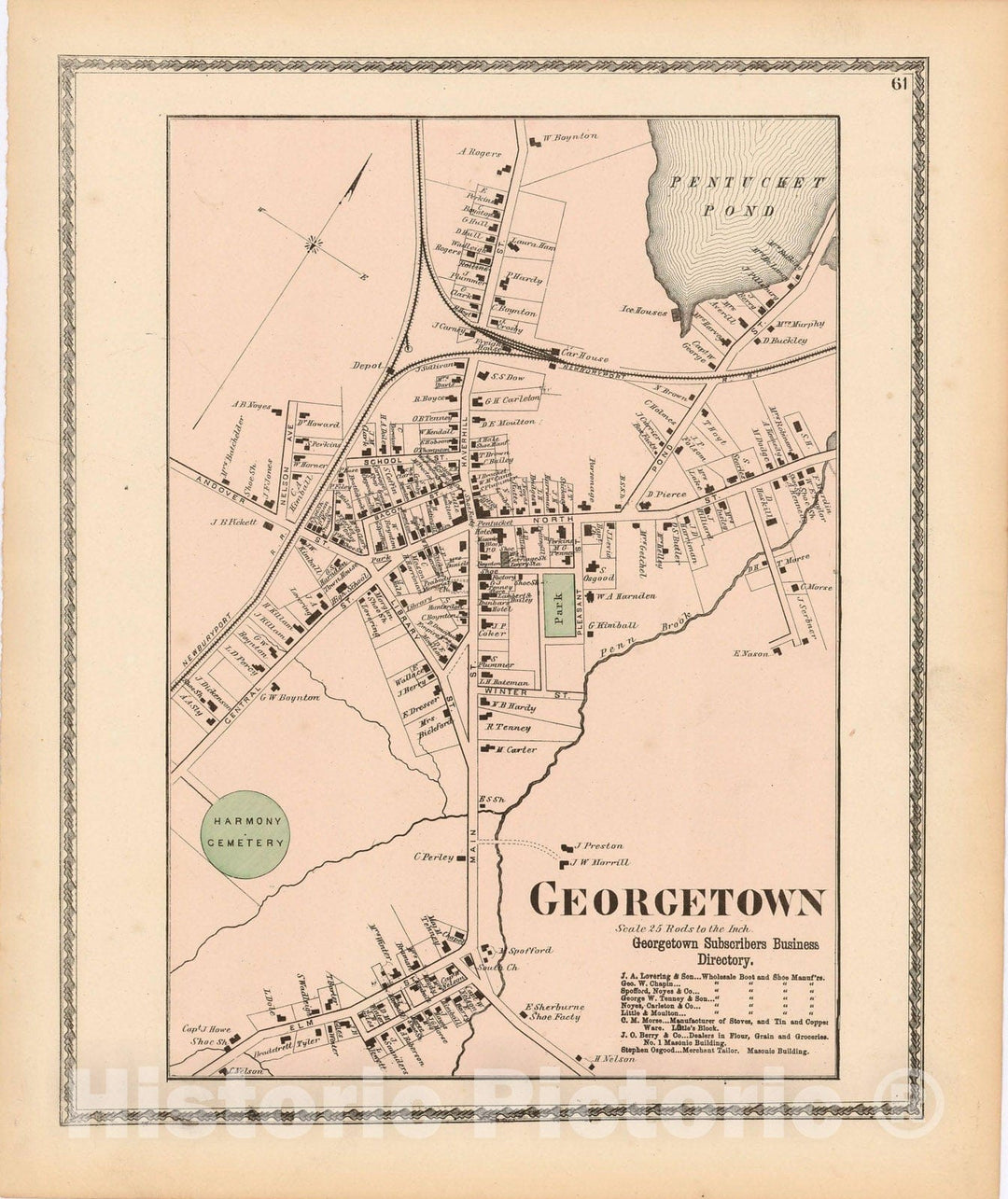 Historic Map : Atlas of Essex County Massachusetts, Georgetown 1872 , v2, Vintage Wall Art