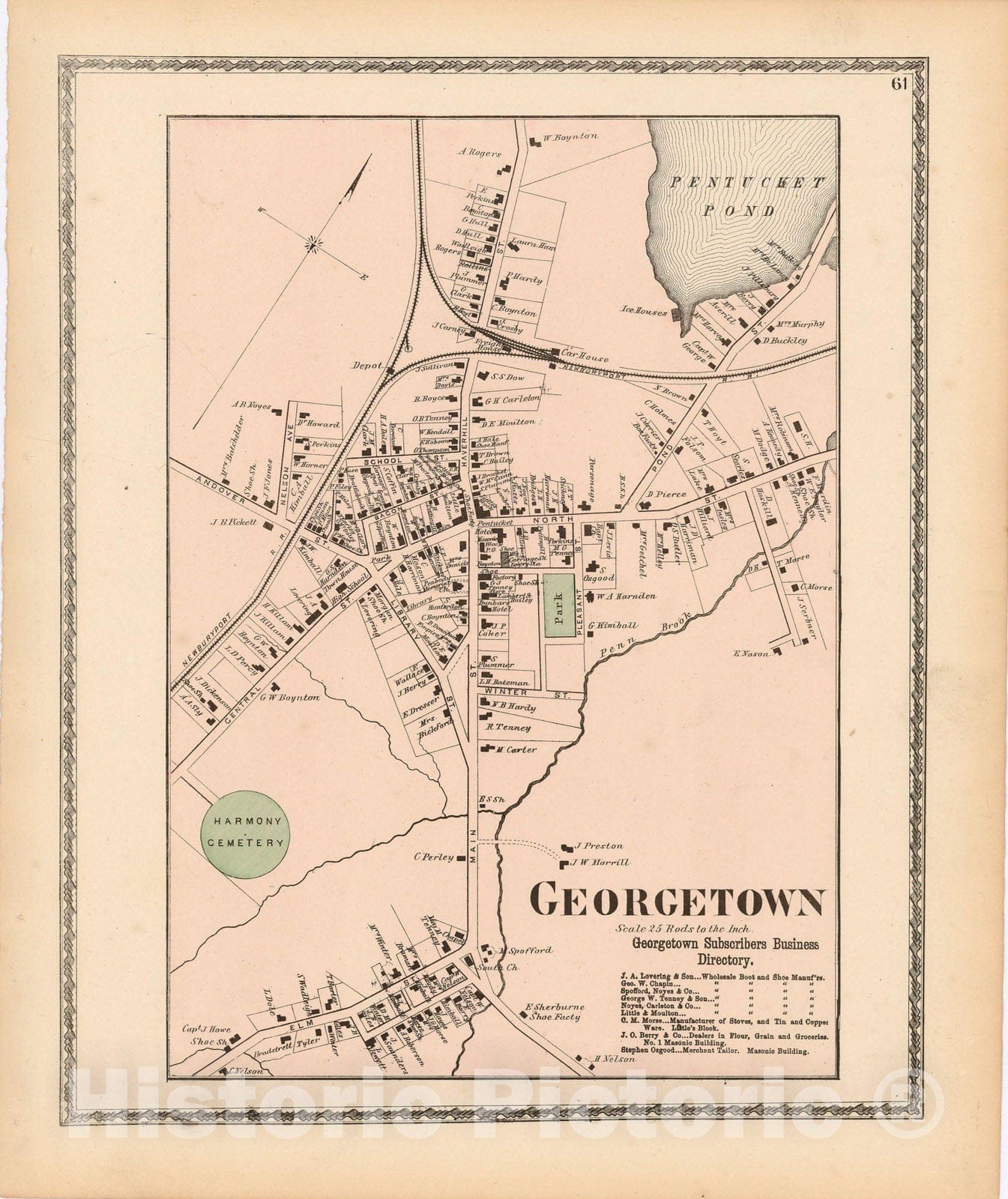 Historic Map : Atlas of Essex County Massachusetts, Georgetown 1872 , v2, Vintage Wall Art
