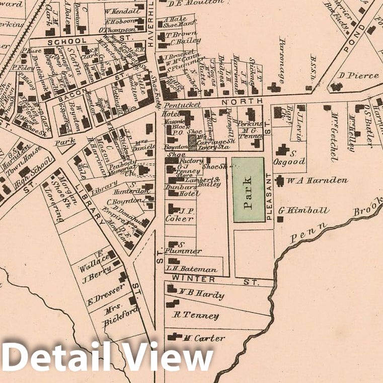 Historic Map : Atlas of Essex County Massachusetts, Georgetown 1872 , v2, Vintage Wall Art