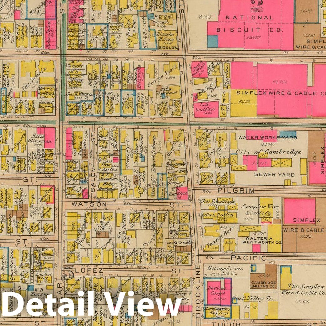 Historic Map : Atlas City of Cambridge, Massachusetts, Cambridge 1930 Plate 006 , Vintage Wall Art