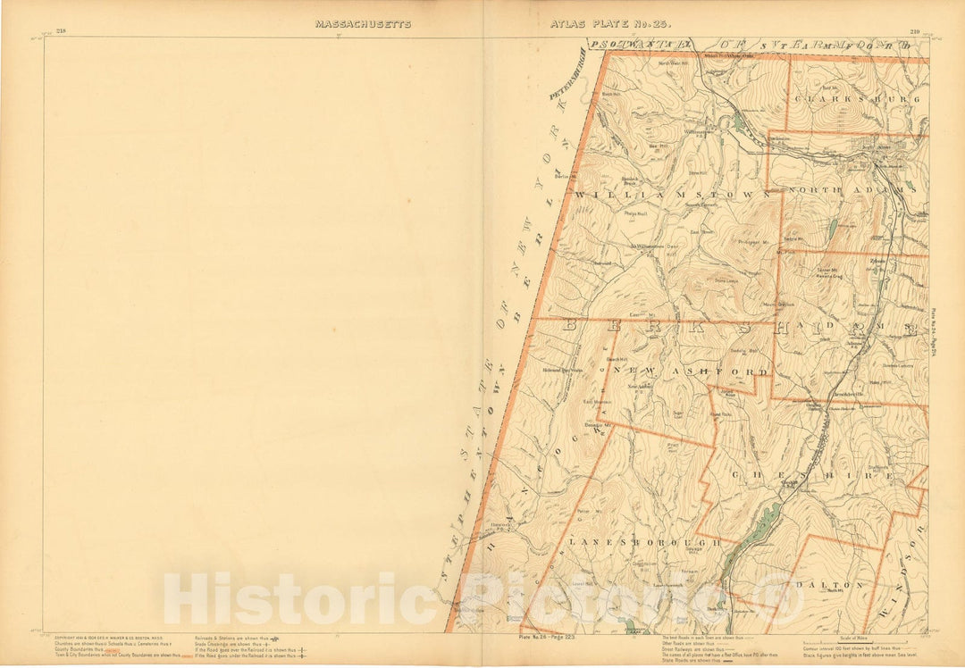 Historic Map : Atlas of Mass, Adams & Cheshire & Clarksburg & Lanesboro & New Ashford & North Adams & Williamstown 1904 Plate 025 , Vintage Wall Art