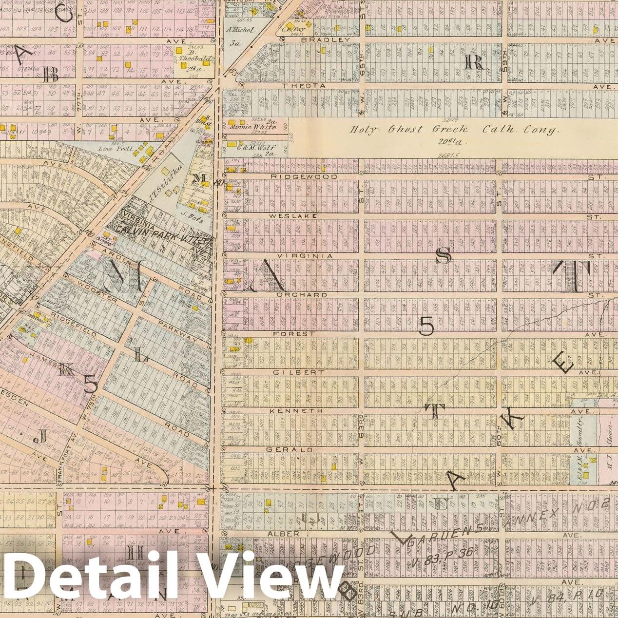 Historic Map : Plat Book of The City of Cleveland, Vol. Three, Cleveland 1920 Plate 045 , Vintage Wall Art