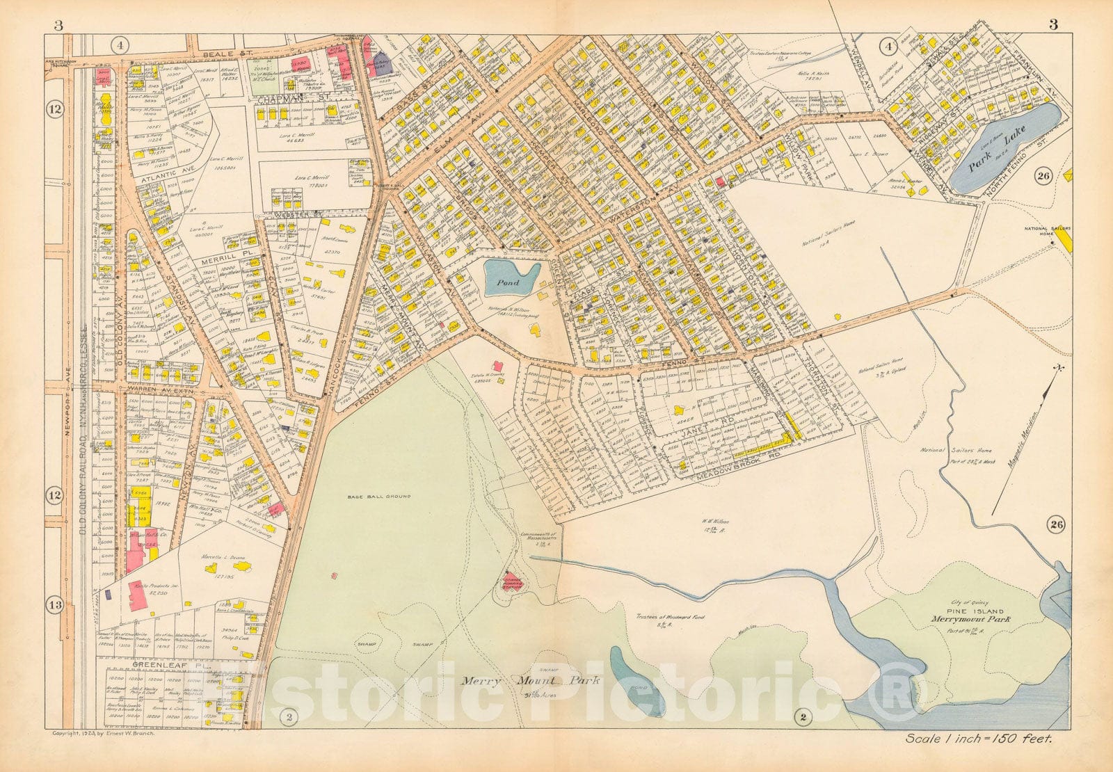 Historic Map : Atlas City of Quincy Norfolk County, Quincy 1923 Plate 003 , Vintage Wall Art