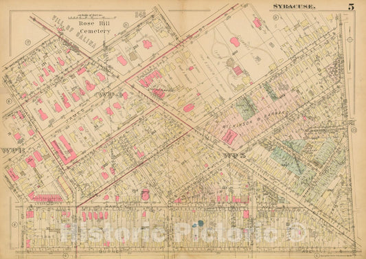 Historic Map : Atlas City of Syracuse, NY and Suburbs, Syracuse 1924 Plate 005 , Vintage Wall Art