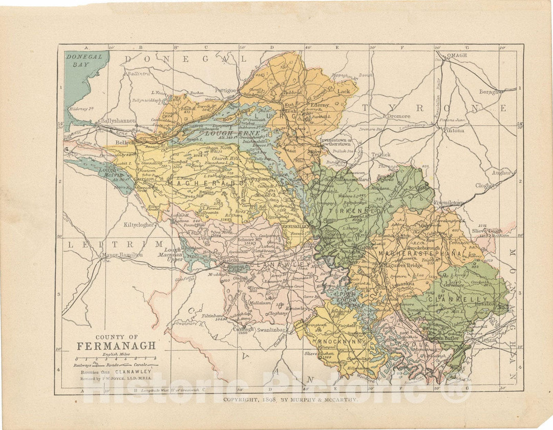 Historic Map : Irish County Maps, Fermanagh 1900 , Vintage Wall Art