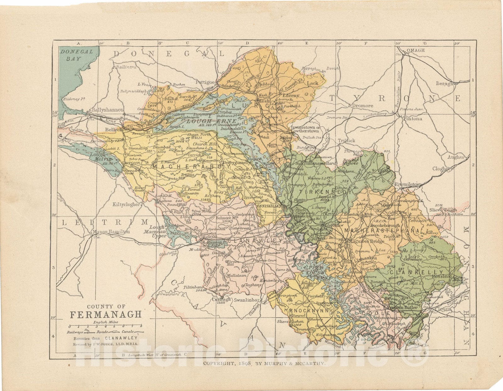 Historic Map : Irish County Maps, Fermanagh 1900 , Vintage Wall Art
