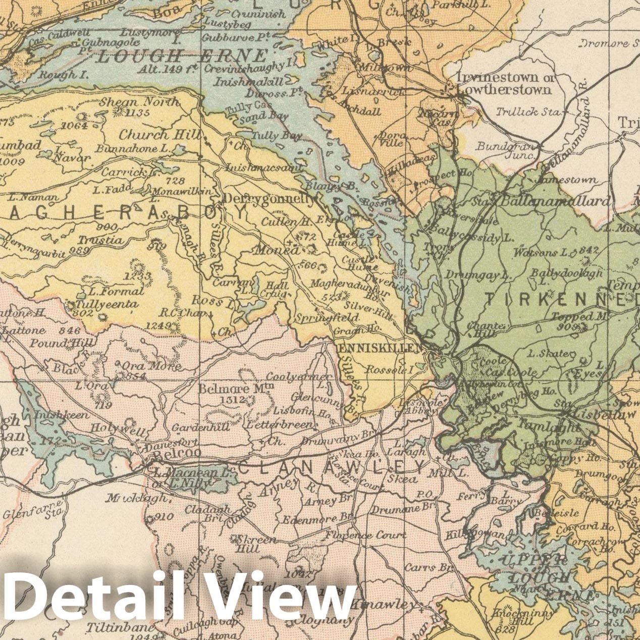 Historic Map : Irish County Maps, Fermanagh 1900 , Vintage Wall Art