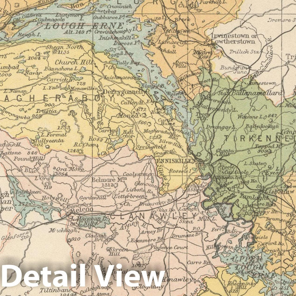 Historic Map : Irish County Maps, Fermanagh 1900 , Vintage Wall Art