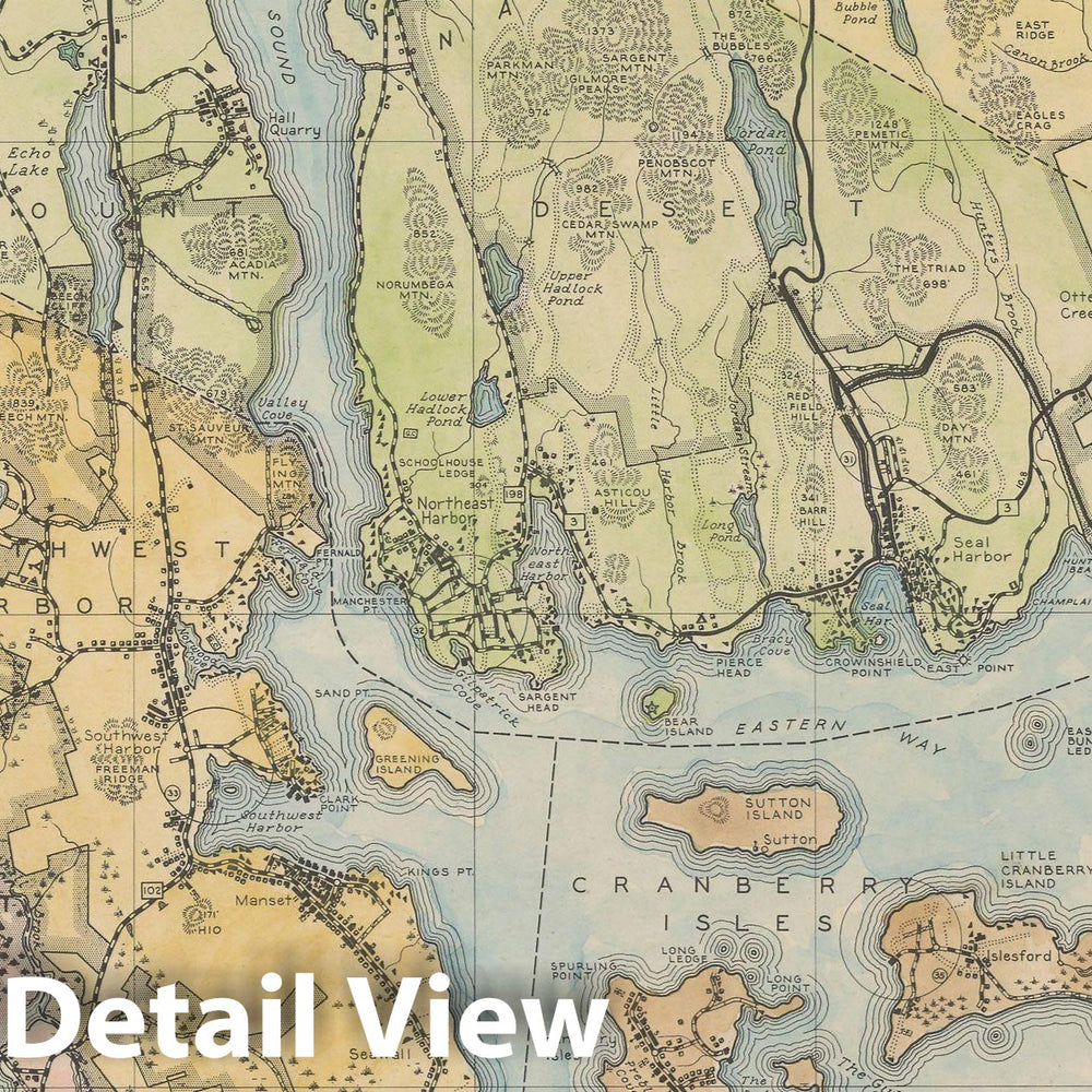 Historic Map : Maine General Highway County Maps, Hancock 1938 Plate 018 , Vintage Wall Art