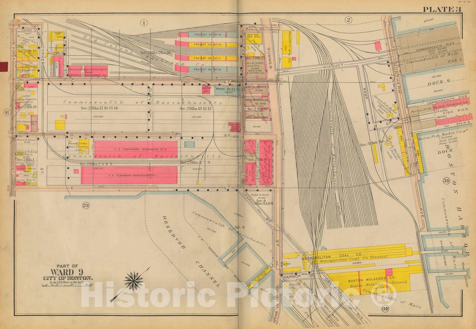Historic Map : Atlas City of Boston: South Boston 1919 Plate 003 , Vintage Wall Art