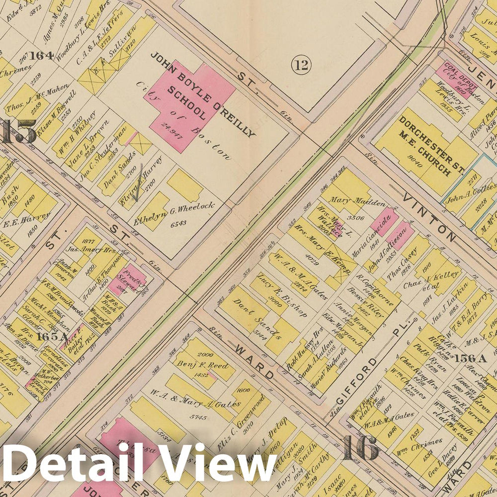 Historic Map : Atlas of South Boston, South Boston 1910 Plate 013 , Vintage Wall Art