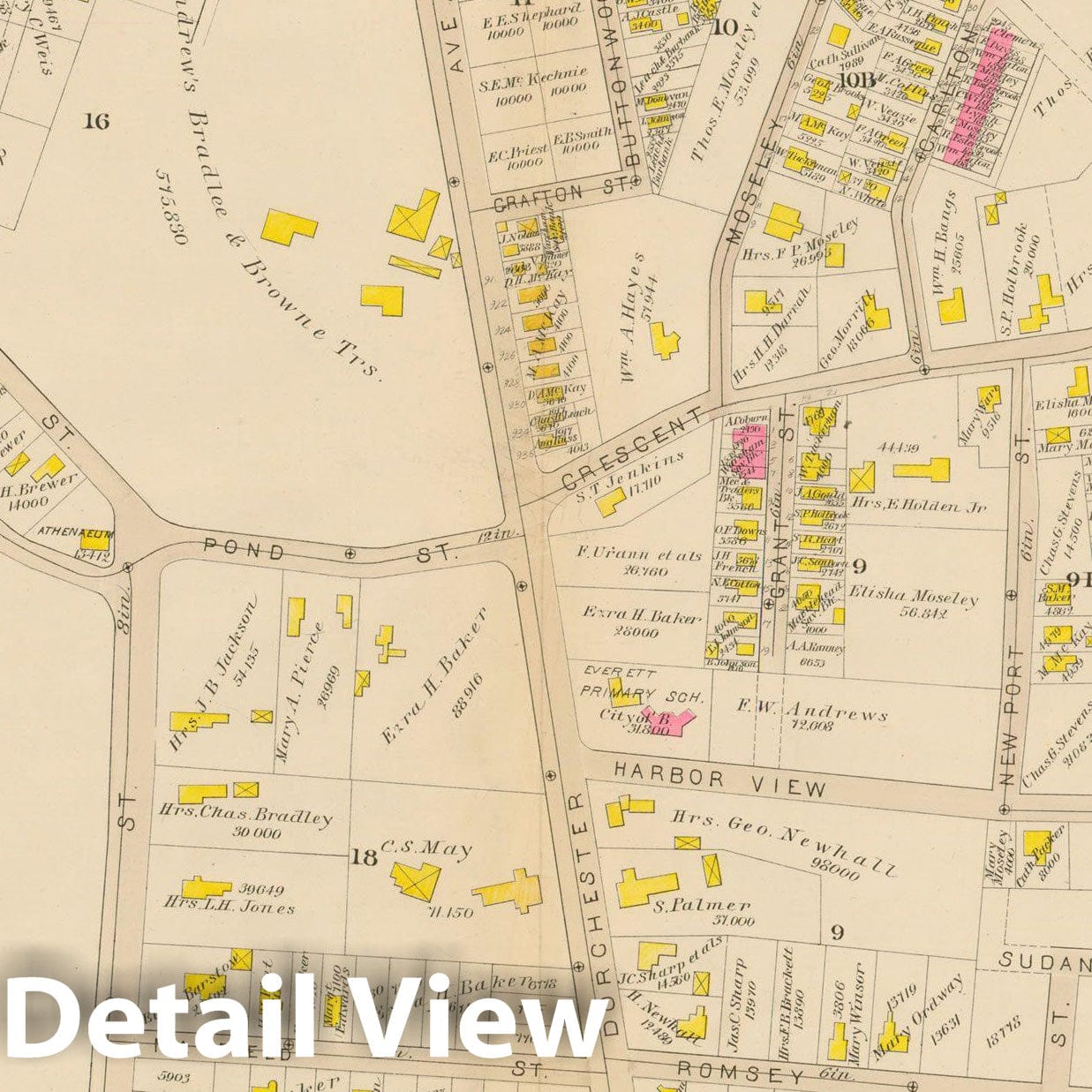 Historic Map : Atlas of Dorchester, Dorchester 1884 Plate A , Vintage Wall Art