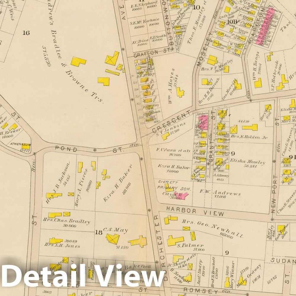 Historic Map : Atlas of Dorchester, Dorchester 1884 Plate A , Vintage Wall Art