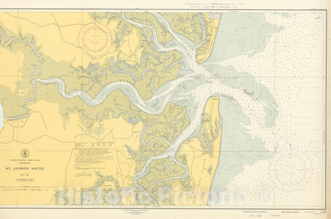 Historic Map : Coastal Charts - Georgia: St Andrew Sound 1953 , Vintage Wall Art