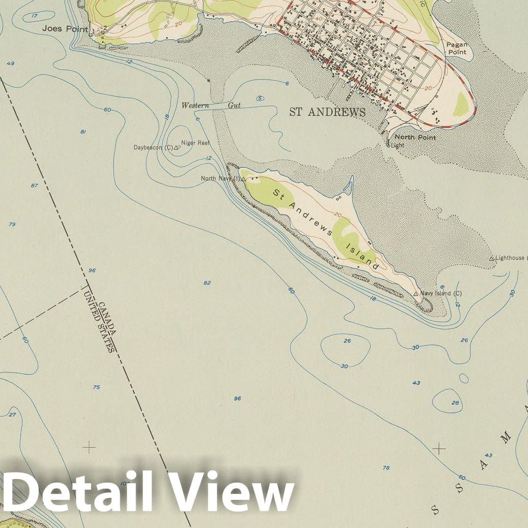 Historic Map : USGS 7.5 Minute Sheets and Quadrangles, Perry & Robinston & St. Andrews 1949 Topographic Map , Vintage Wall Art