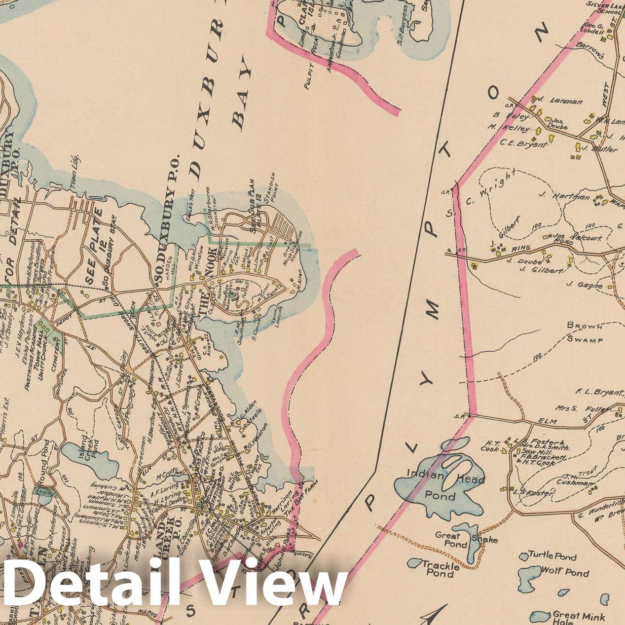 Historic Map : MA, Duxbury & Kingston 1903 Plate 011 , New Topographical Atlas of Surveys of Plymouth County ... , Vintage Wall Art