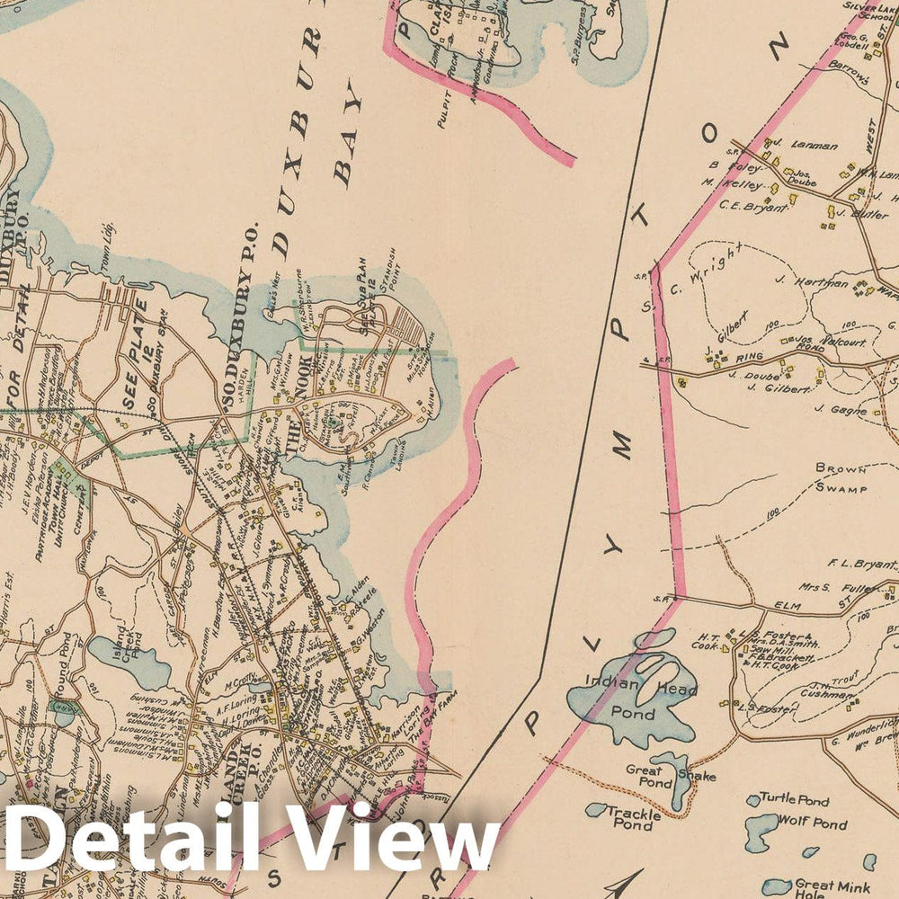 Historic Map : MA, Duxbury & Kingston 1903 Plate 011 , New Topographical Atlas of Surveys of Plymouth County ... , Vintage Wall Art