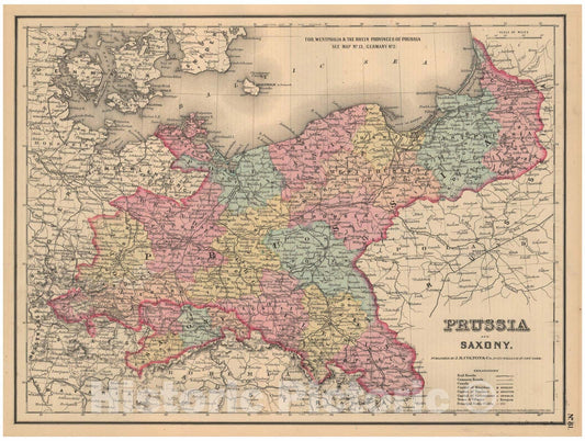 Historic Map : General Atlas (Of The World), Prussia & Saxony 1857 , Vintage Wall Art