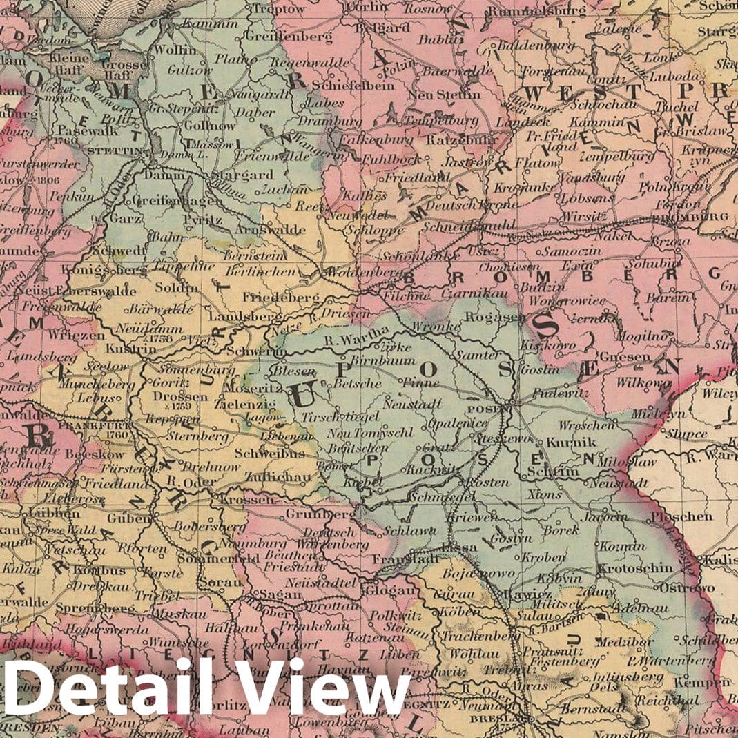 Historic Map : General Atlas (Of The World), Prussia & Saxony 1857 , Vintage Wall Art