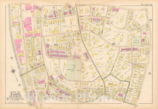 Historic Map : Atlas City of Boston Proper 1895 Plate 035 , Vintage Wall Art