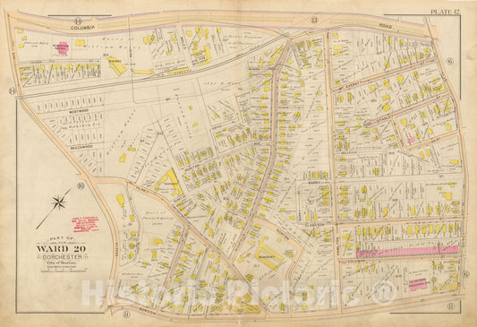 Historic Map : Atlas City of Boston, Vol. 5, Dorchester, Dorchester 1898 Plate 012 , Vintage Wall Art