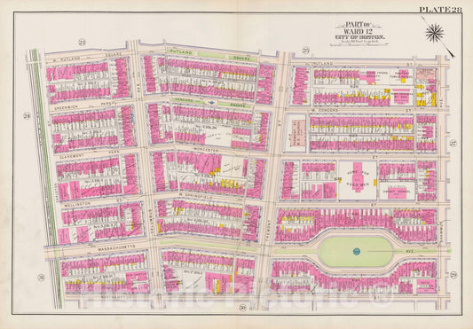 Historic Map : Atlas City of Boston: Boston Proper and Back Bay, Boston 1908 Plate 028 , Vintage Wall Art